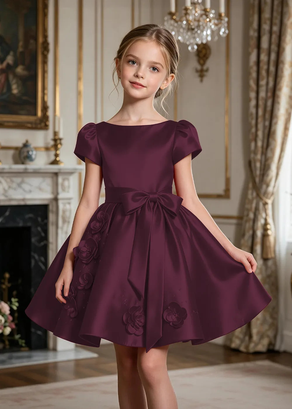 Scarlett Bow Satin Party Dress for Girls