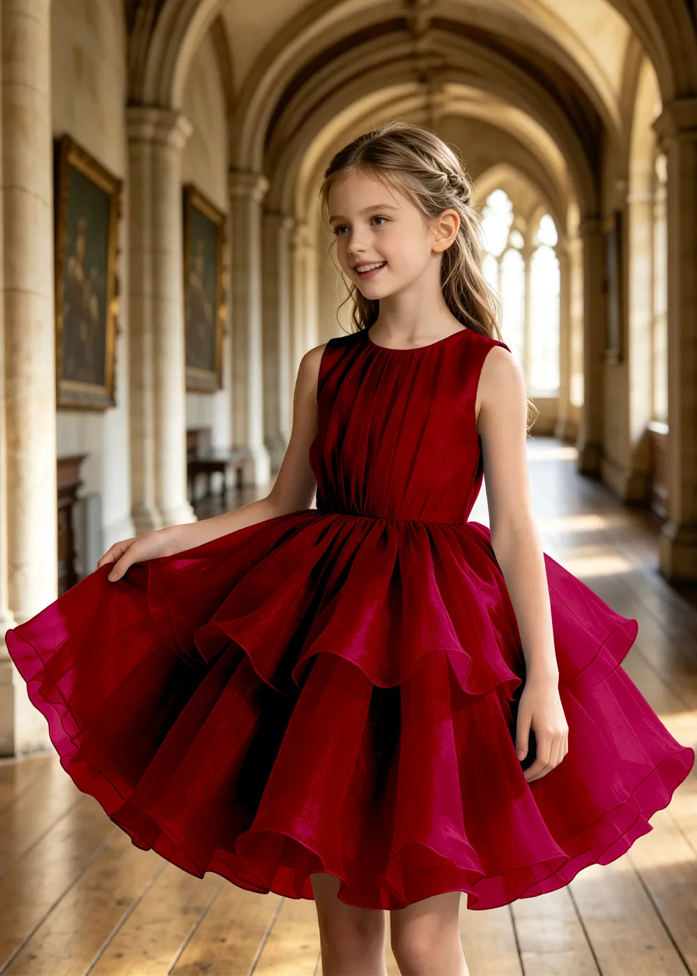 Girls Tiered Organza Special Occasion Dress