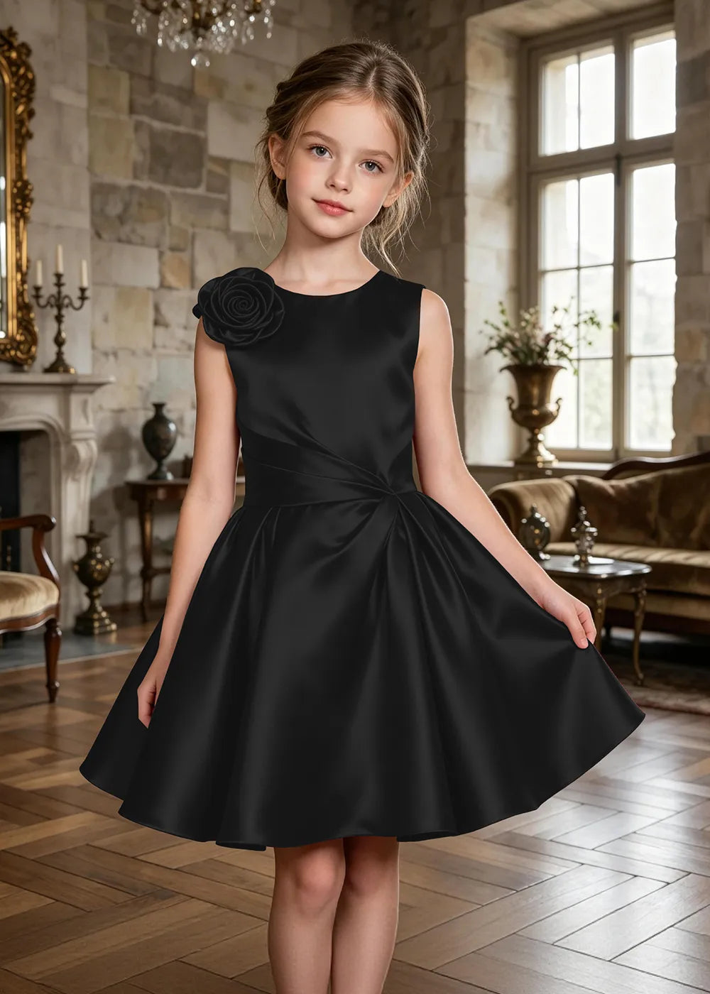 Aurelia Sculpted Rose Satin Party Dress