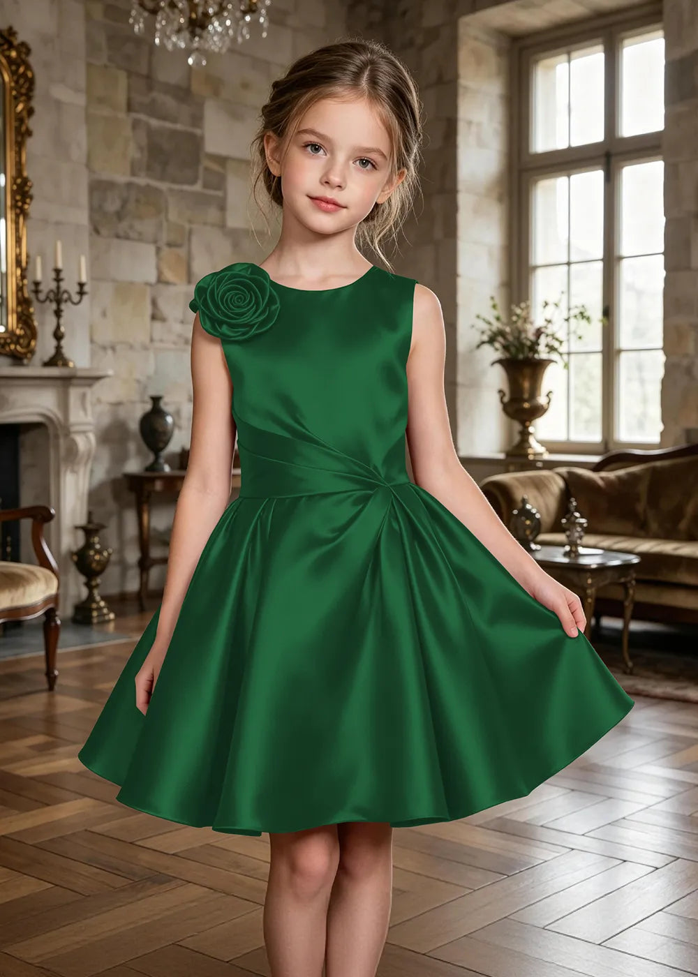 Aurelia Sculpted Rose Satin Party Dress