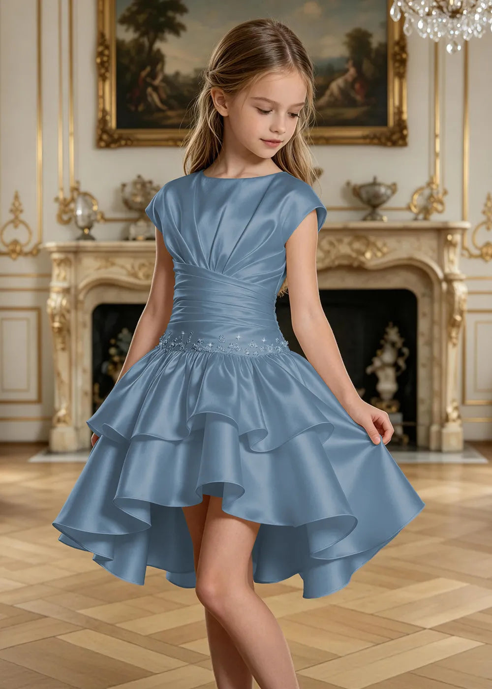 Rosamund Asymmetric Ruffle Junior Formal Dress