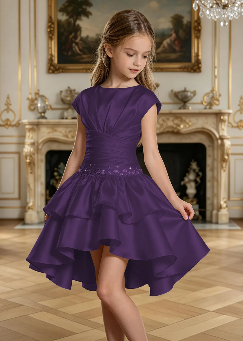 Rosamund Asymmetric Ruffle Junior Formal Dress