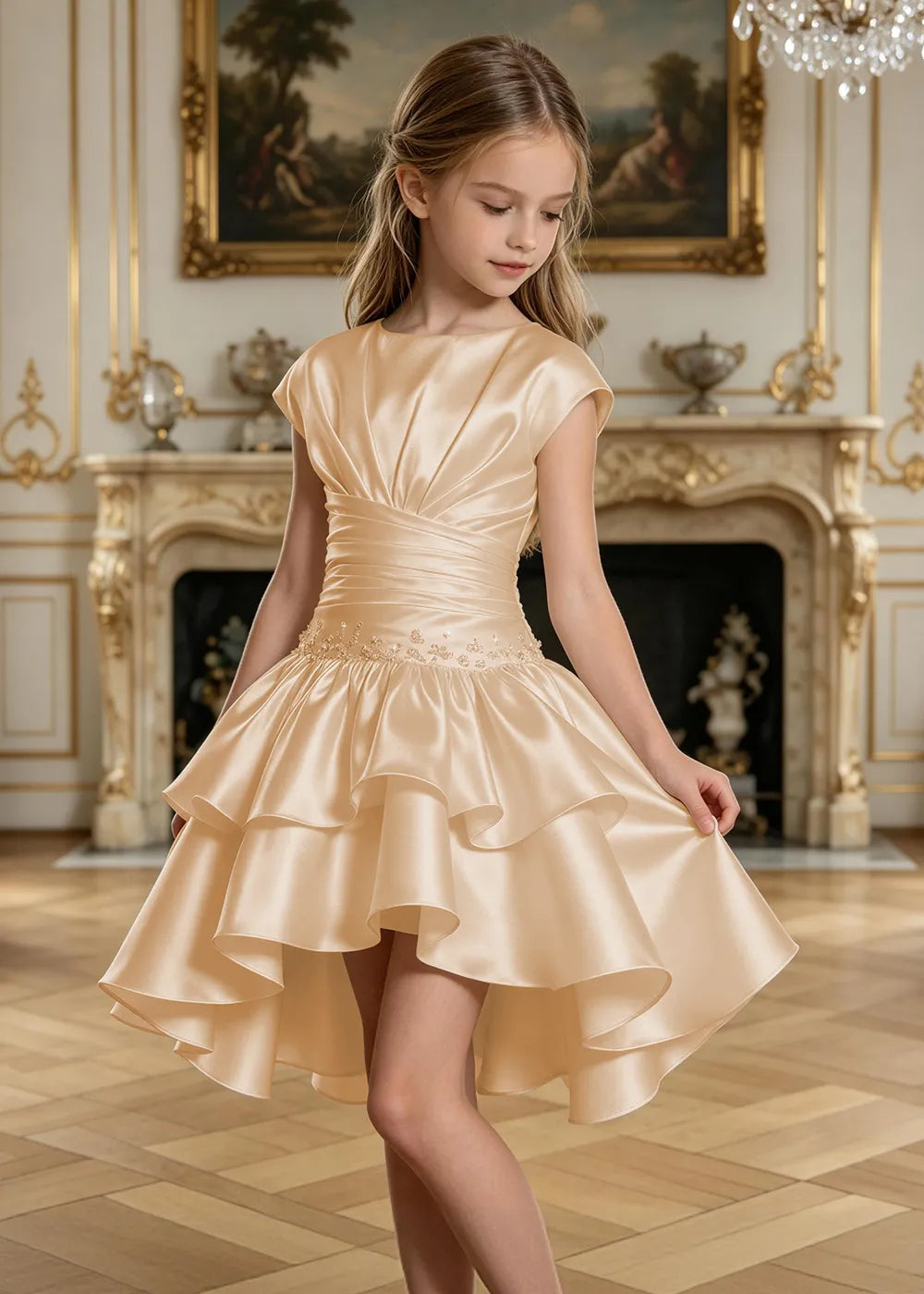 Rosamund Asymmetric Ruffle Junior Formal Dress
