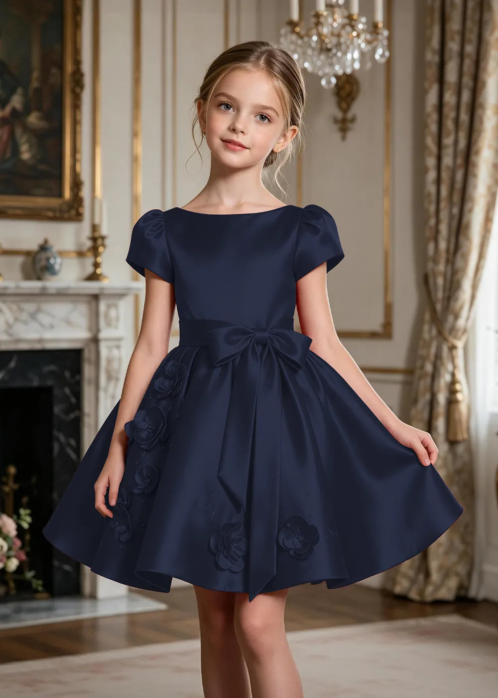 Blomsterblonde tullefestkjole til piger