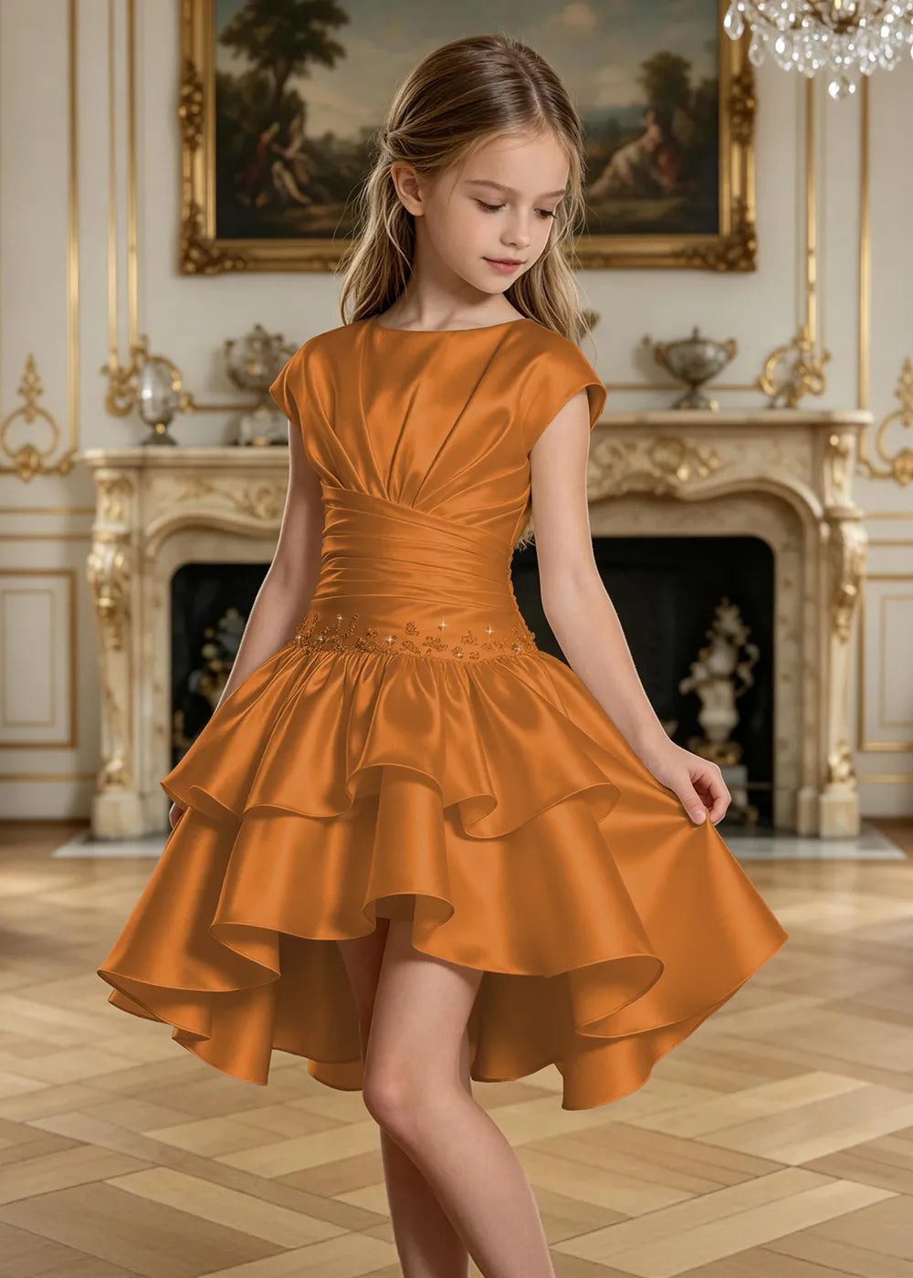 Rosamund Asymmetric Ruffle Junior Formal Dress