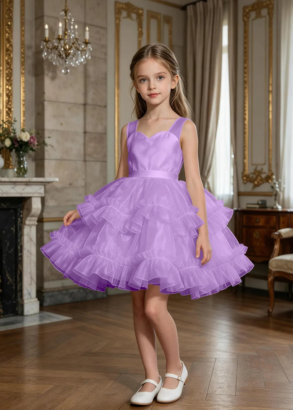 Sweetheart Tiered Ruffle Flower Girl Dress