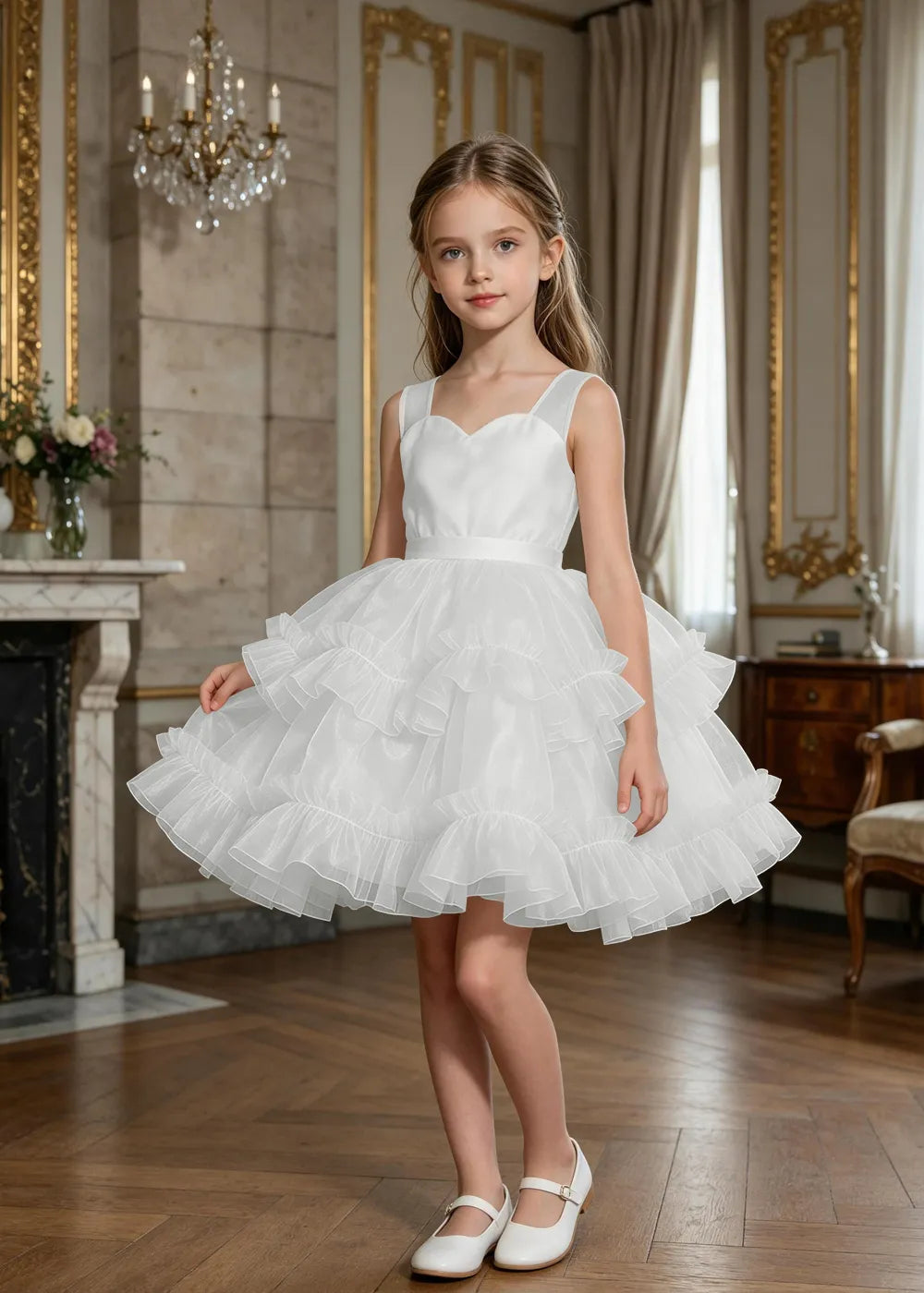 Sweetheart Tiered Ruffle Flower Girl Dress