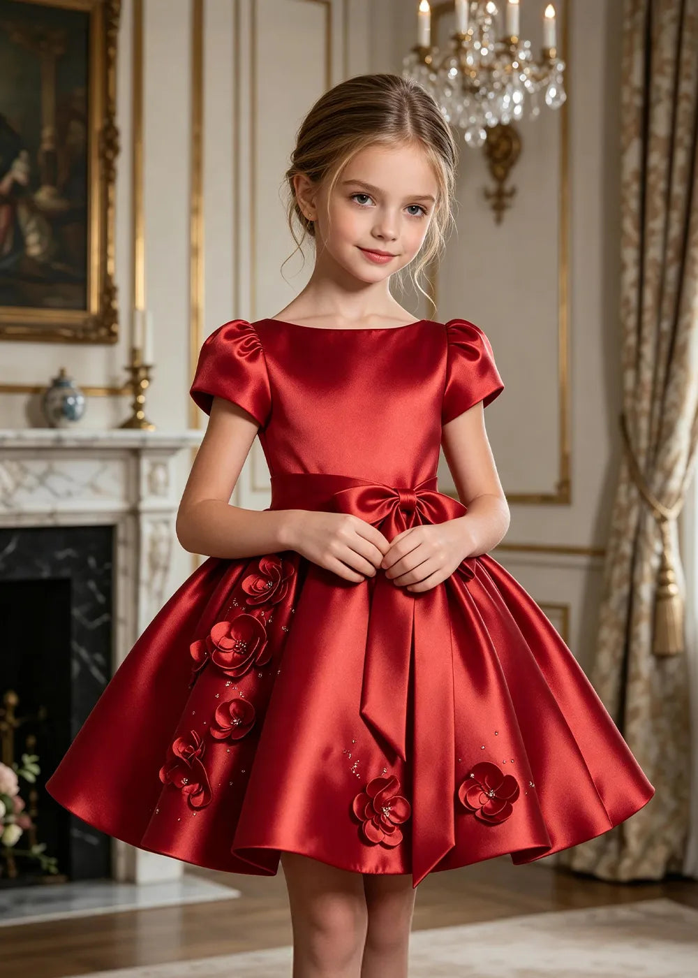 Scarlett Bow Satin Party Dress for Girls