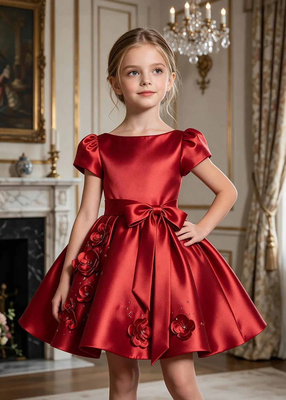 Scarlett Bow Satin Party Dress for Girls