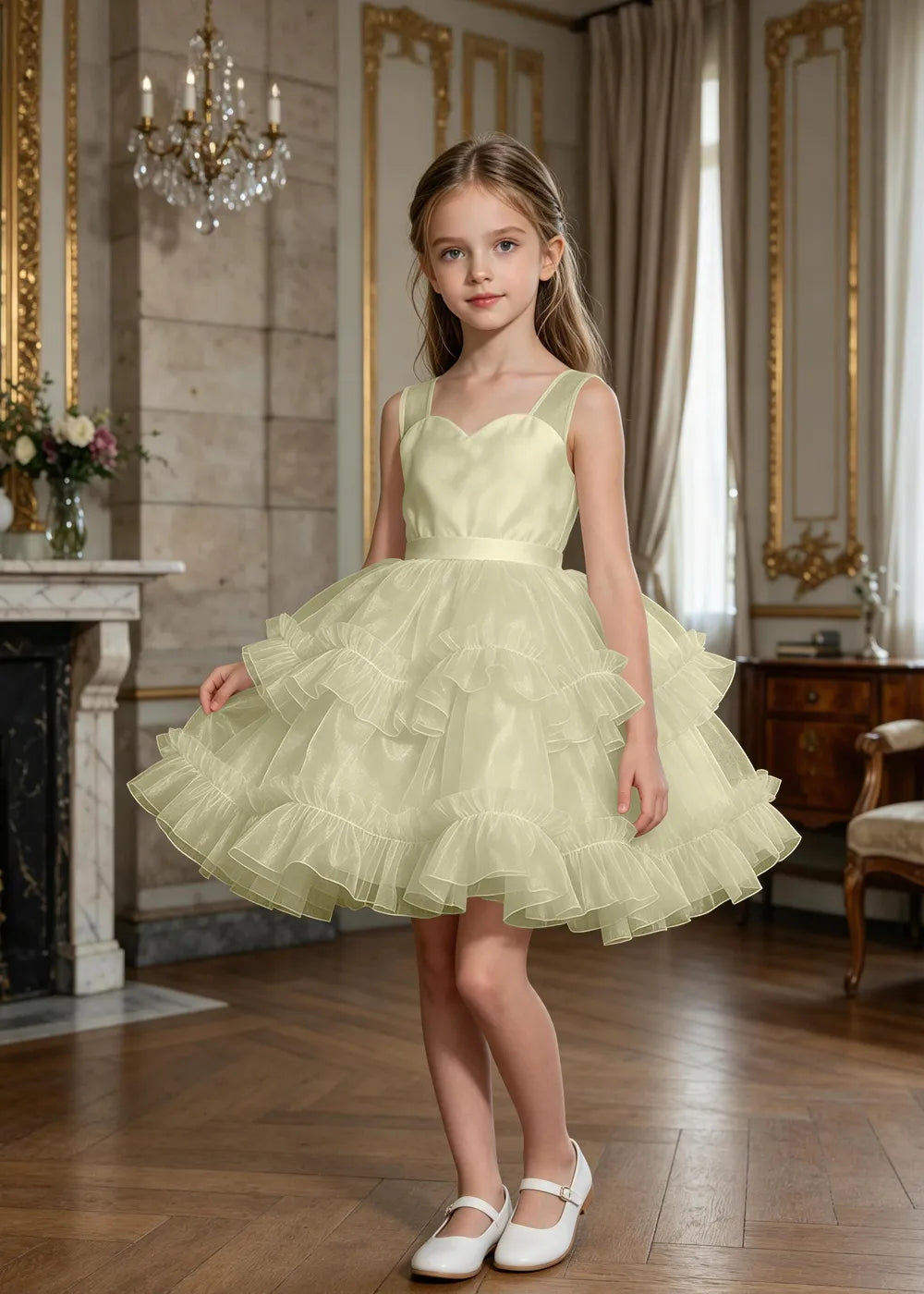 Sweetheart Tiered Ruffle Flower Girl Dress