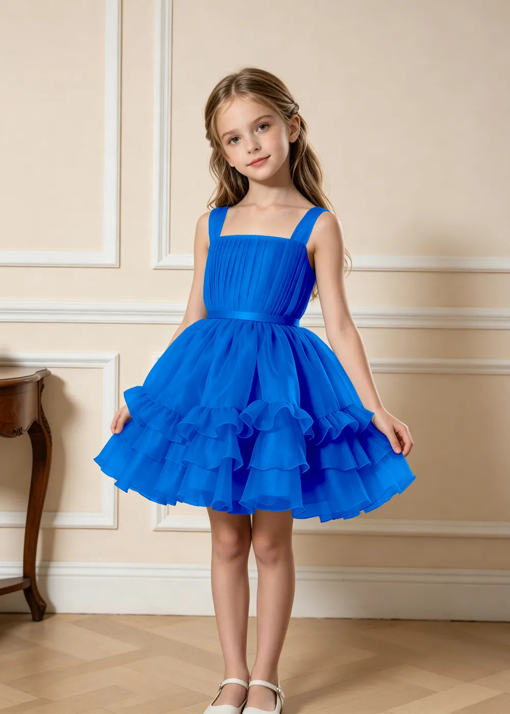 Blomsterblonde tullefestkjole til piger