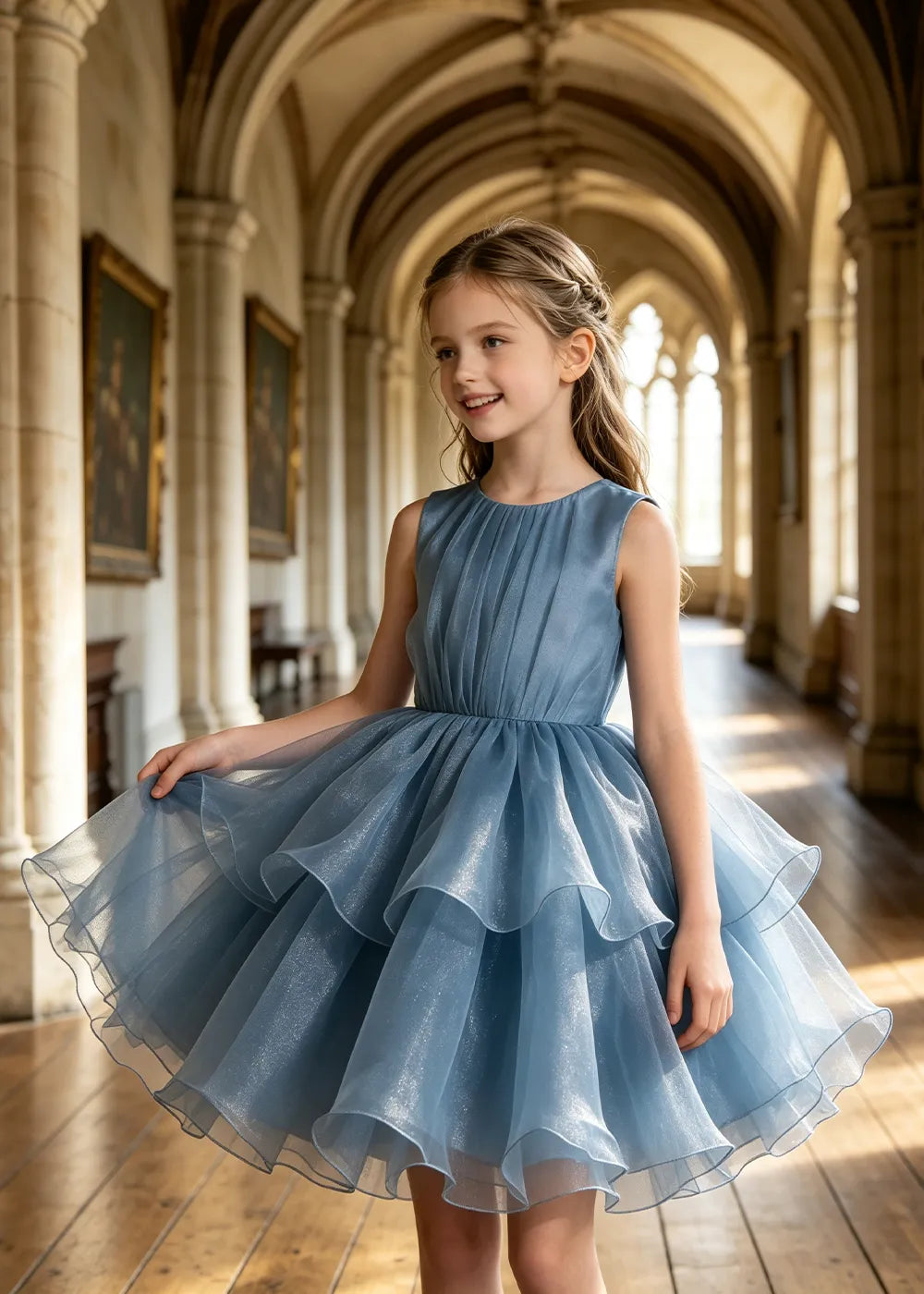 Girls Tiered Organza Special Occasion Dress