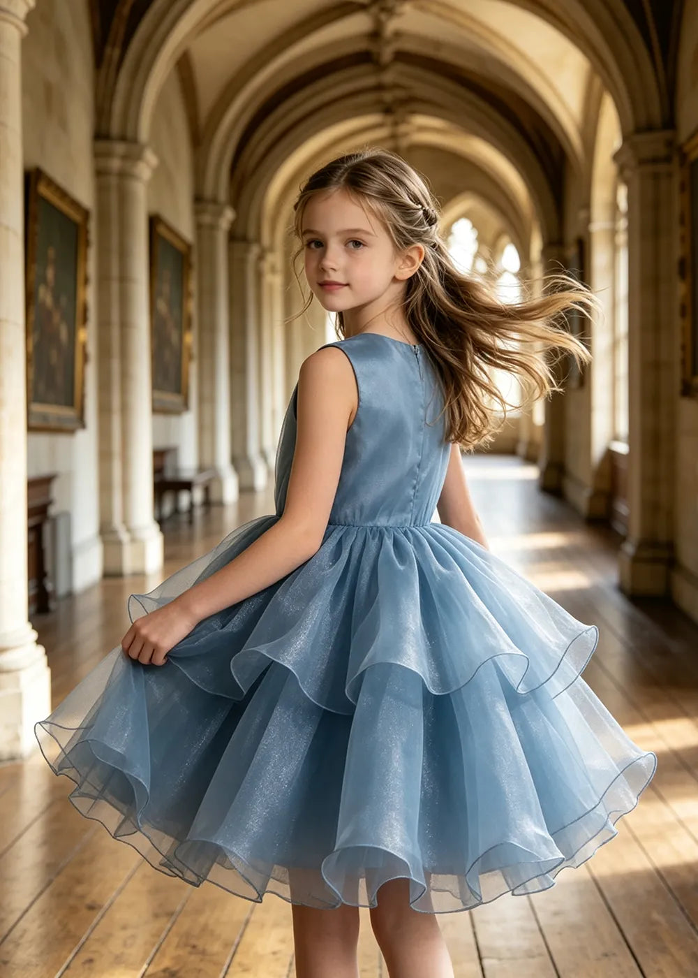 Girls Tiered Organza Special Occasion Dress
