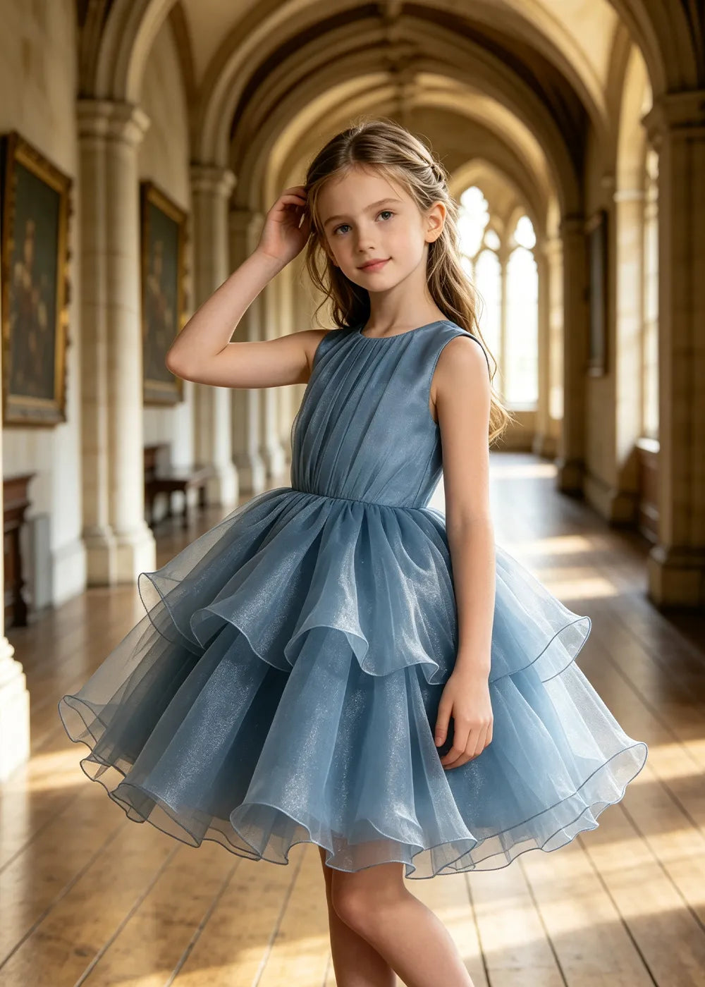 Girls Tiered Organza Special Occasion Dress
