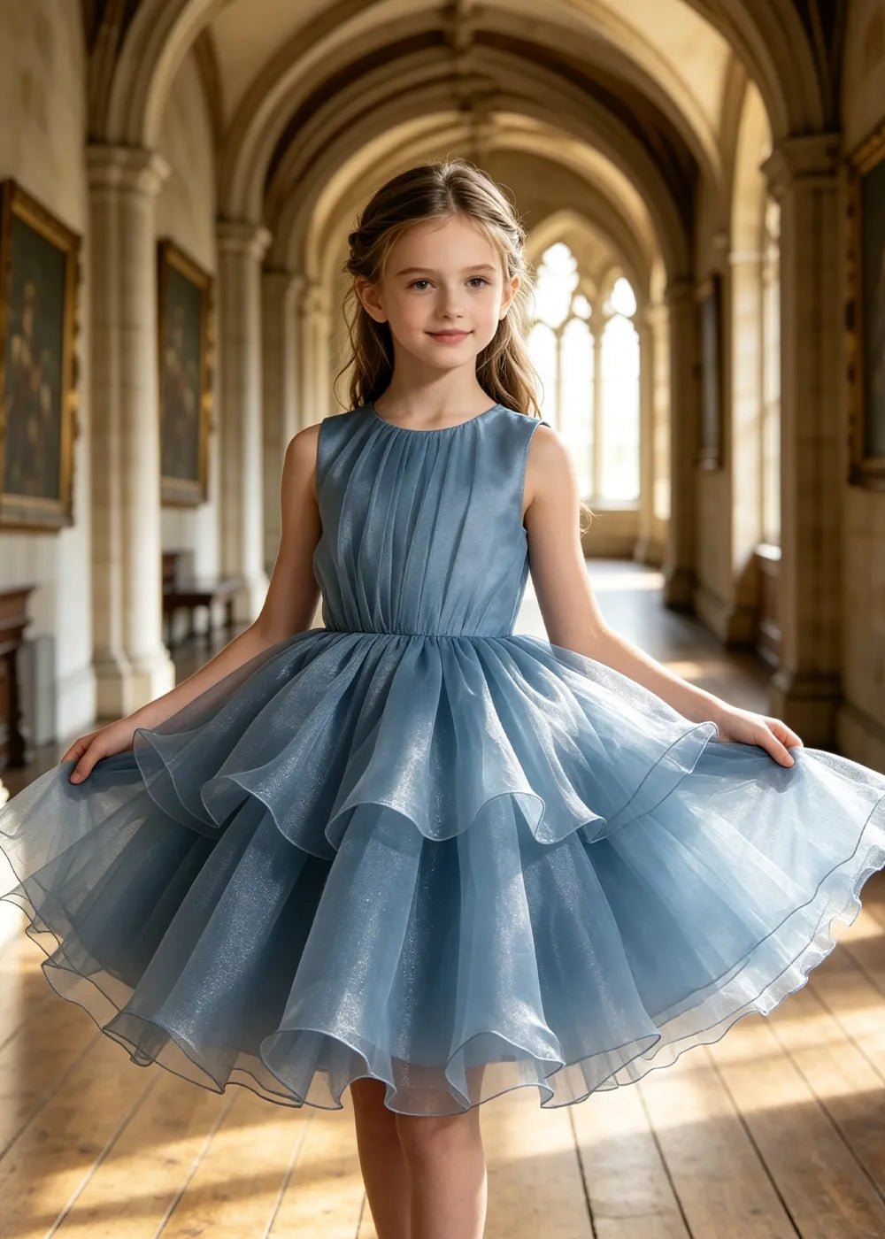 Girls Tiered Organza Special Occasion Dress