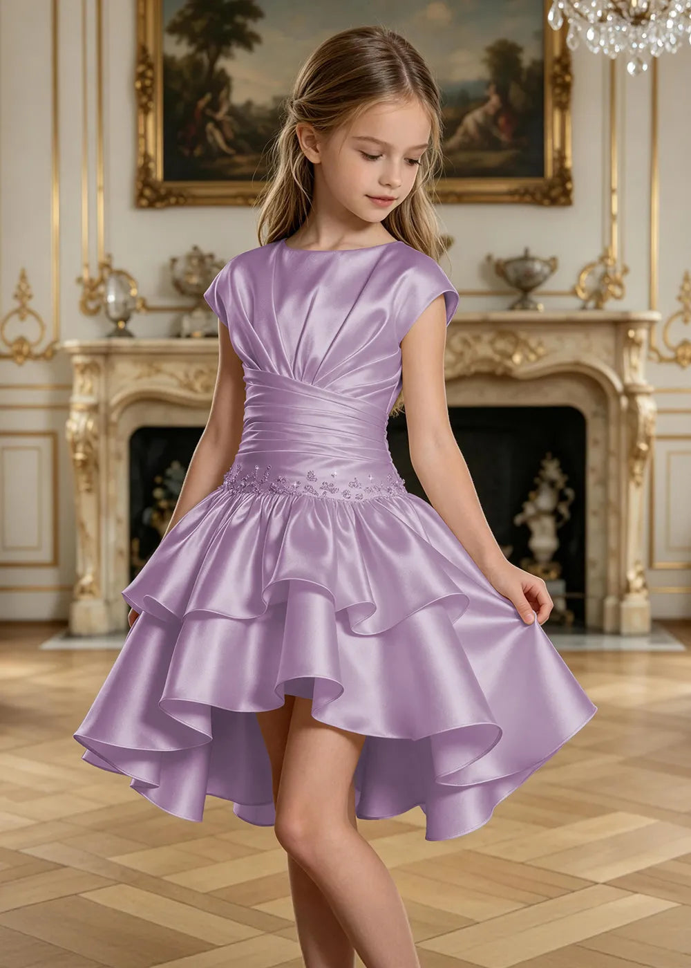 Rosamund Asymmetric Ruffle Junior Formal Dress