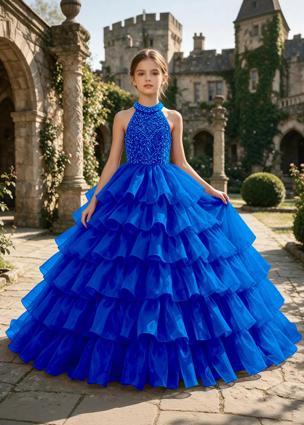 Embellished Ruffle Junior Formal Ball Gown