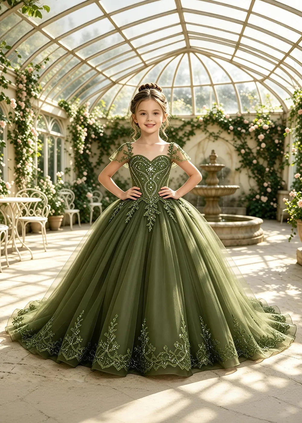 Regal Sequin Lace Princess Pageant Ball Gown