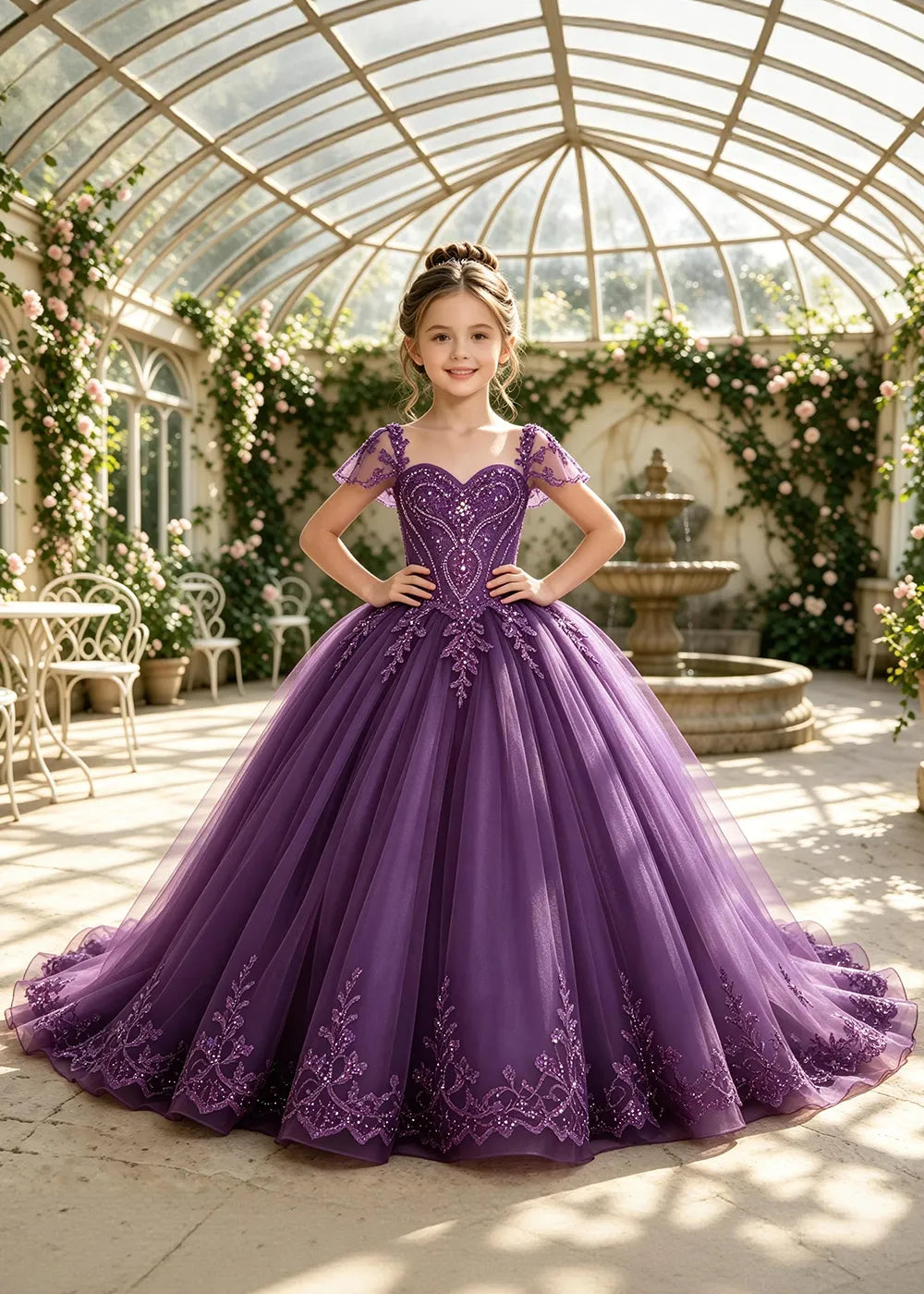 Regal Sequin Lace Princess Pageant Ball Gown