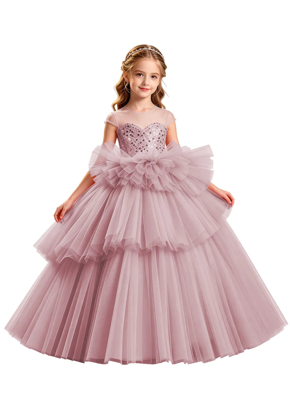 Vestido de princesa sin mangas de encaje