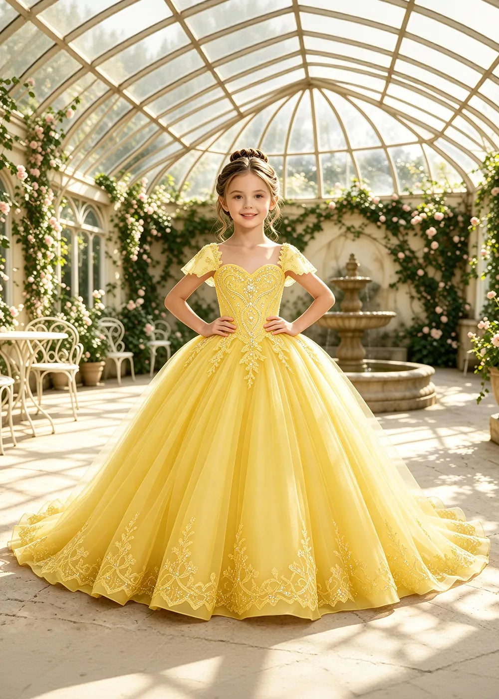 Regal Sequin Lace Princess Pageant Ball Gown
