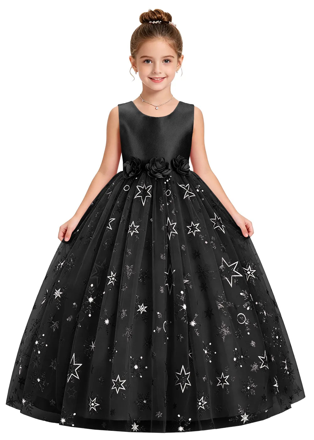 Bow Back Star Glitter Tulle Dress
