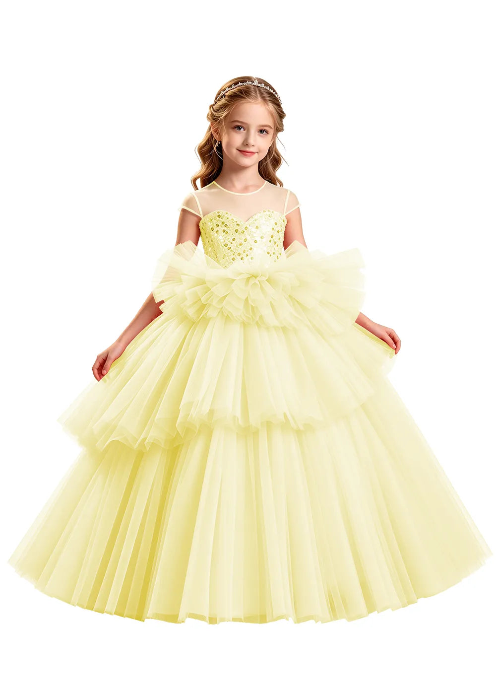 Vestido de princesa sin mangas de encaje
