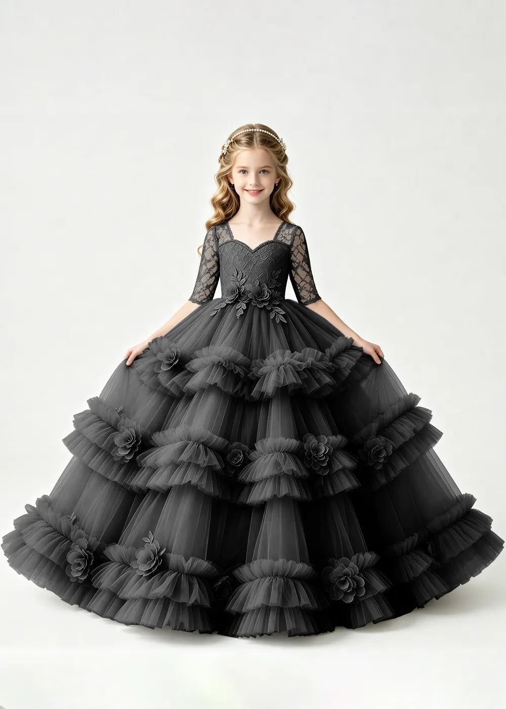 Luxury Tiered Tulle Occasion Dress for Girls