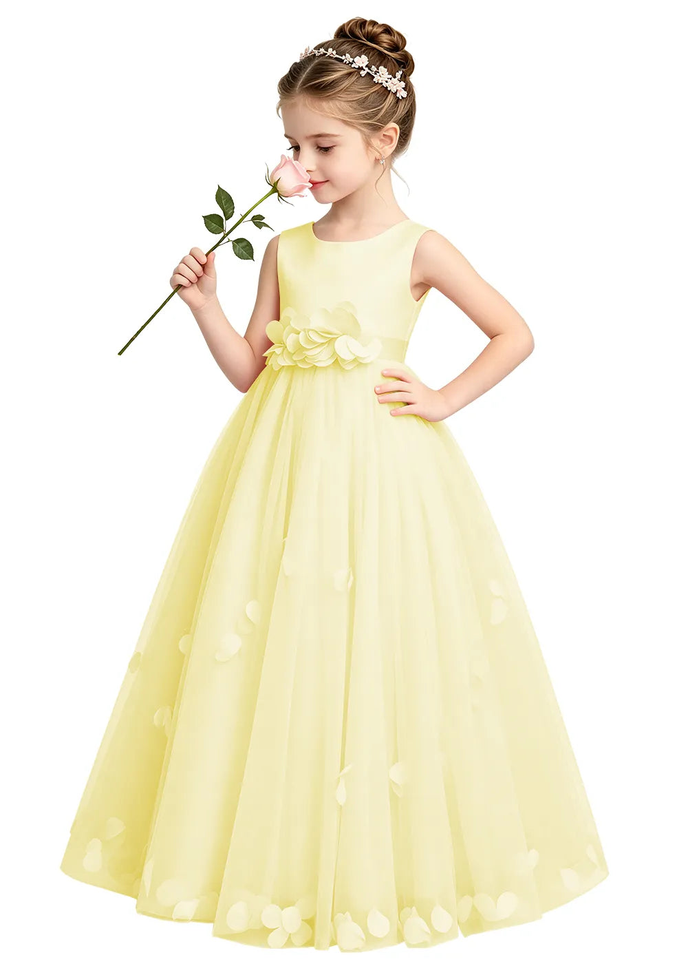 Soft Tulle Petal Girls Formal Dress