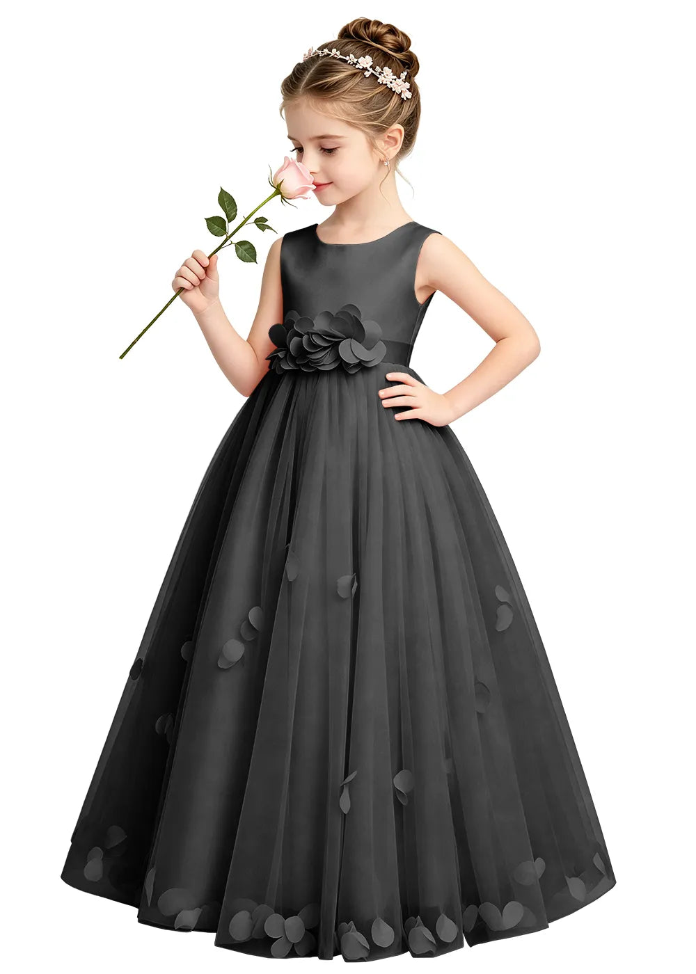 Soft Tulle Petal Girls Formal Dress