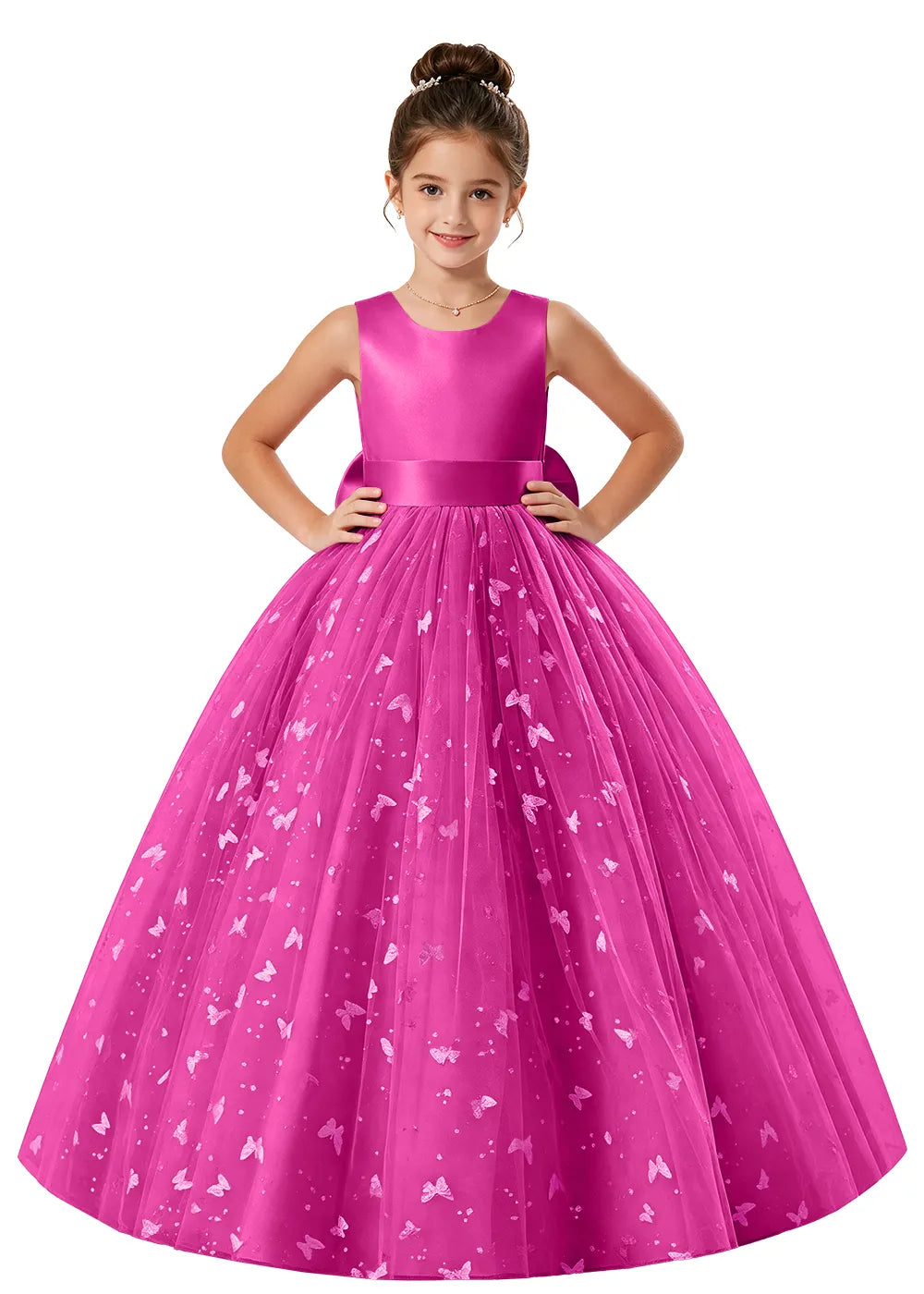 Satin Bodice Butterfly Tulle Dress