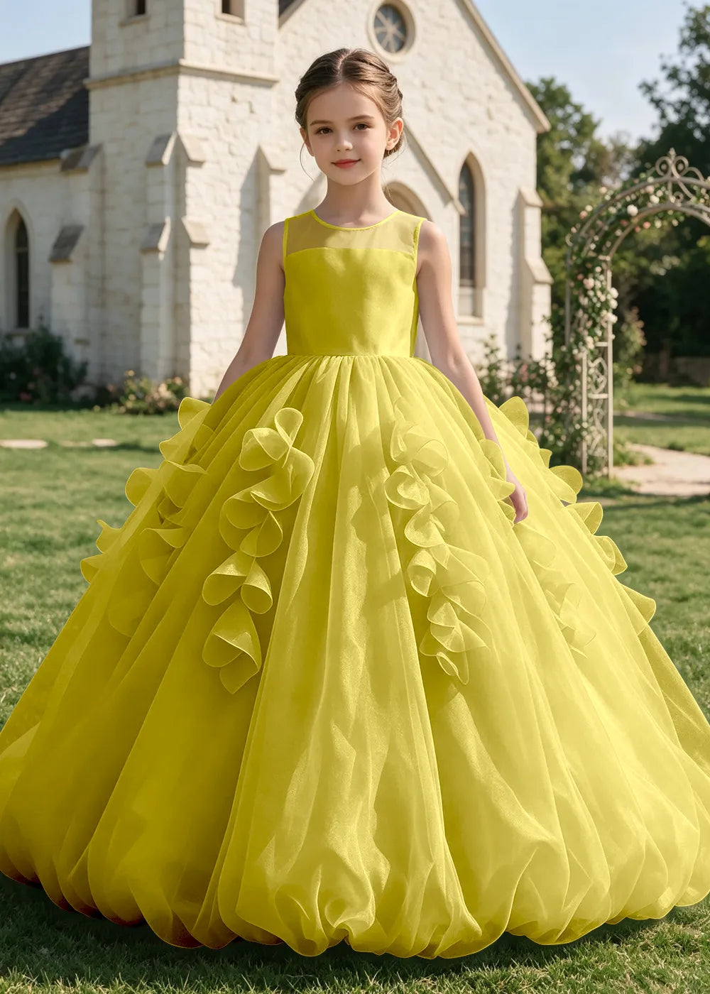 Sculpted Cascade Girls Pageant Dress