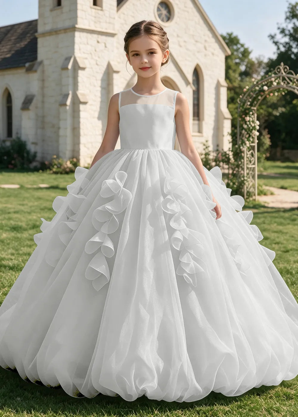 Sculpted Cascade Girls Pageant Dress