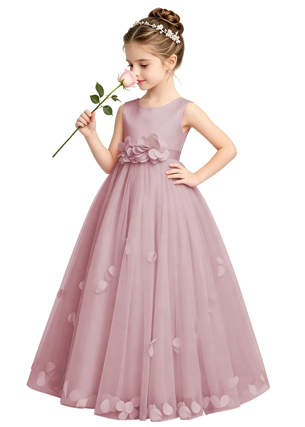 Soft Tulle Petal Girls Formal Dress