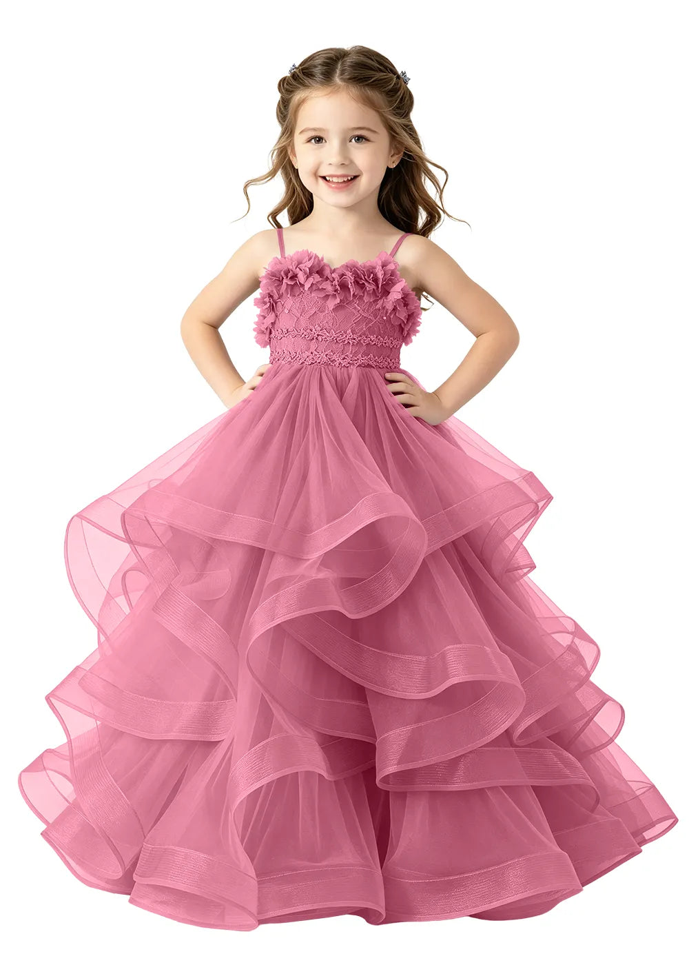 Lace-Up Back Girls Pageant Dress