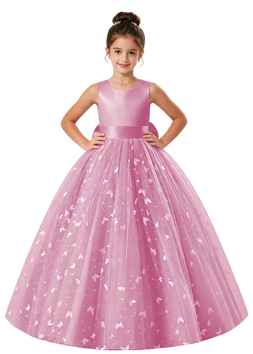 Satin Bodice Butterfly Tulle Dress