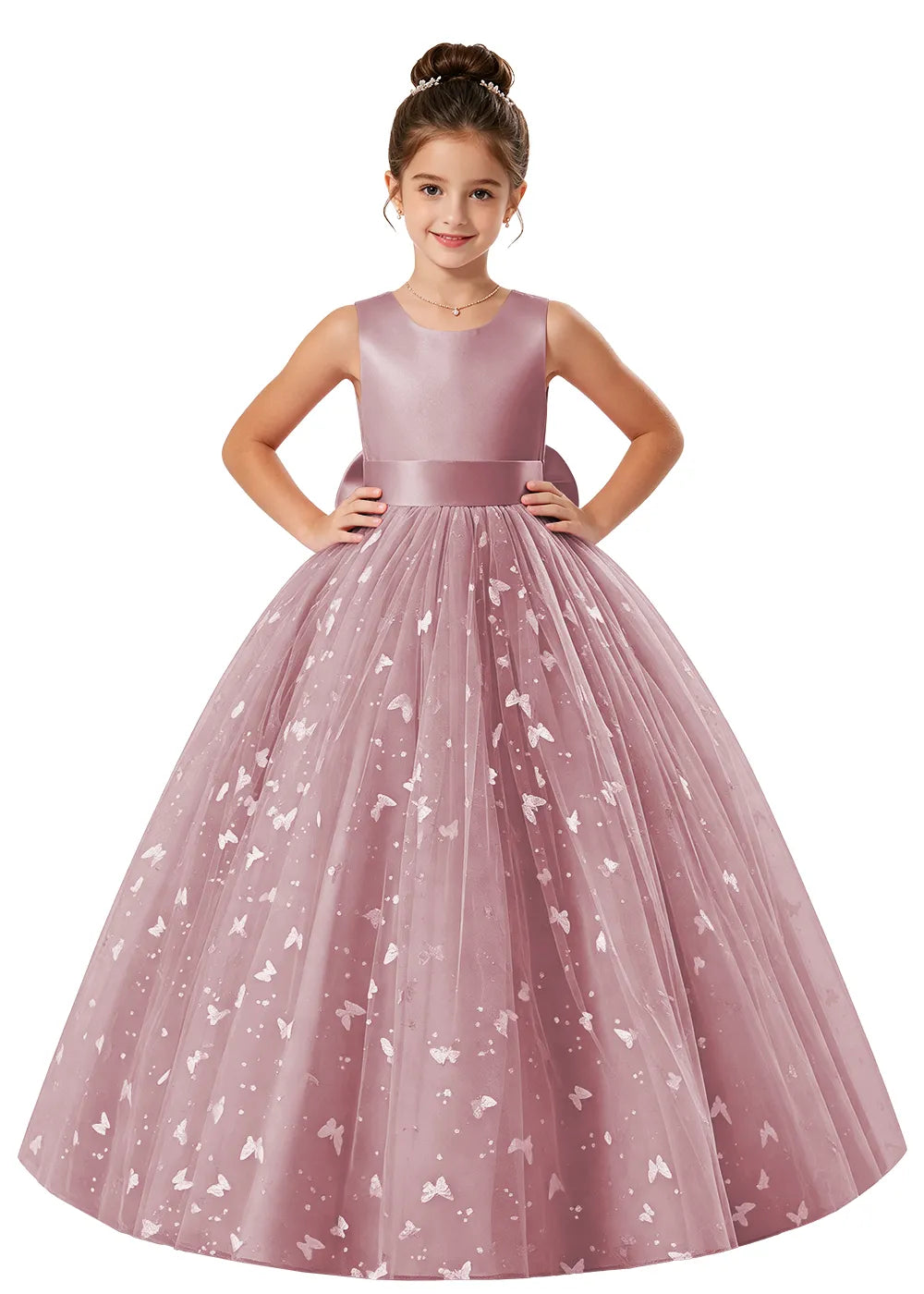 Satin Bodice Butterfly Tulle Dress