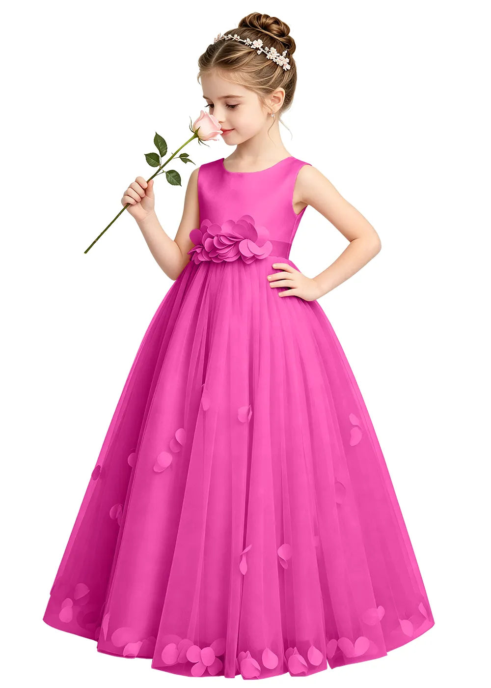 Soft Tulle Petal Girls Formal Dress