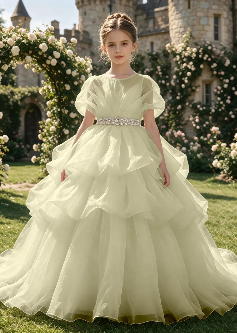 Cascading Organza Junior Bridesmaid Dress for Girls