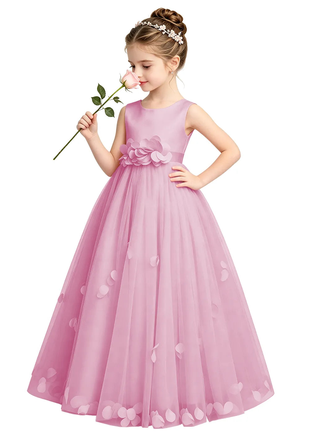 Soft Tulle Petal Girls Formal Dress