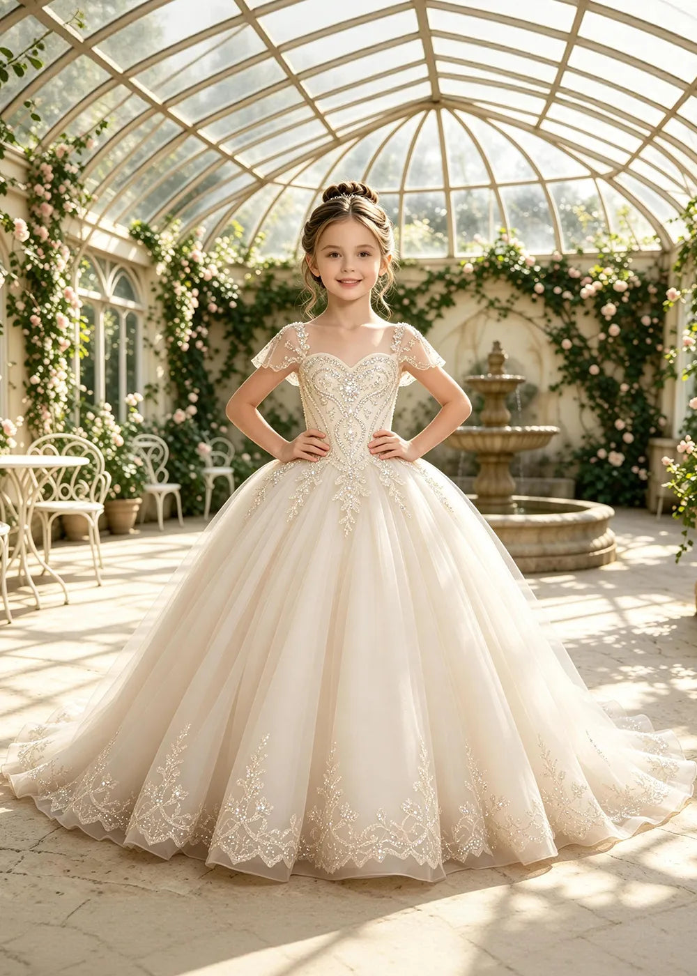 Regal Sequin Lace Princess Pageant Ball Gown