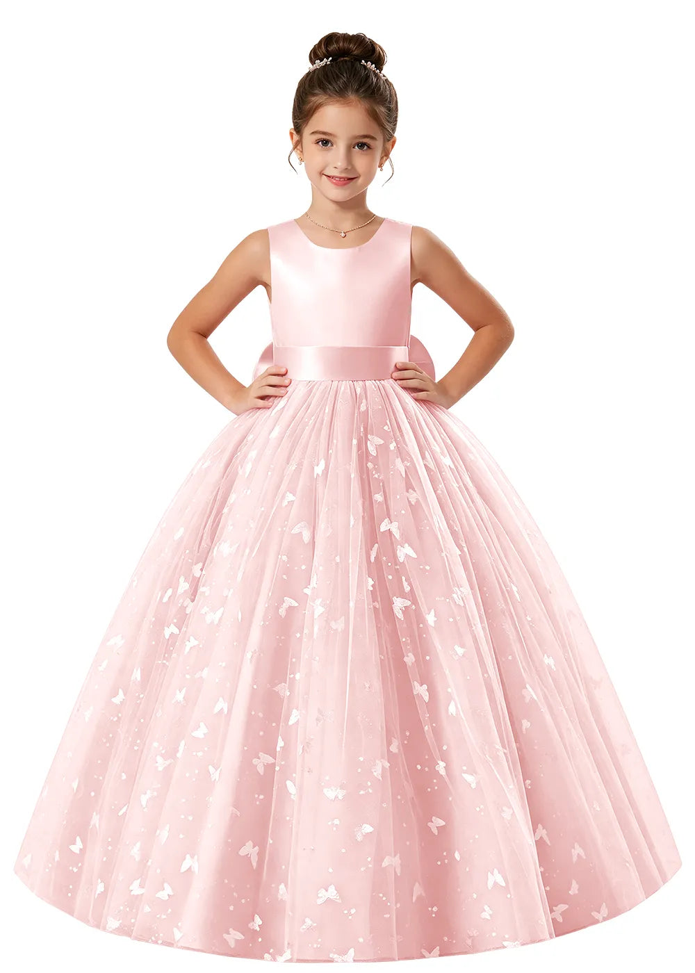 Satin Bodice Butterfly Tulle Dress