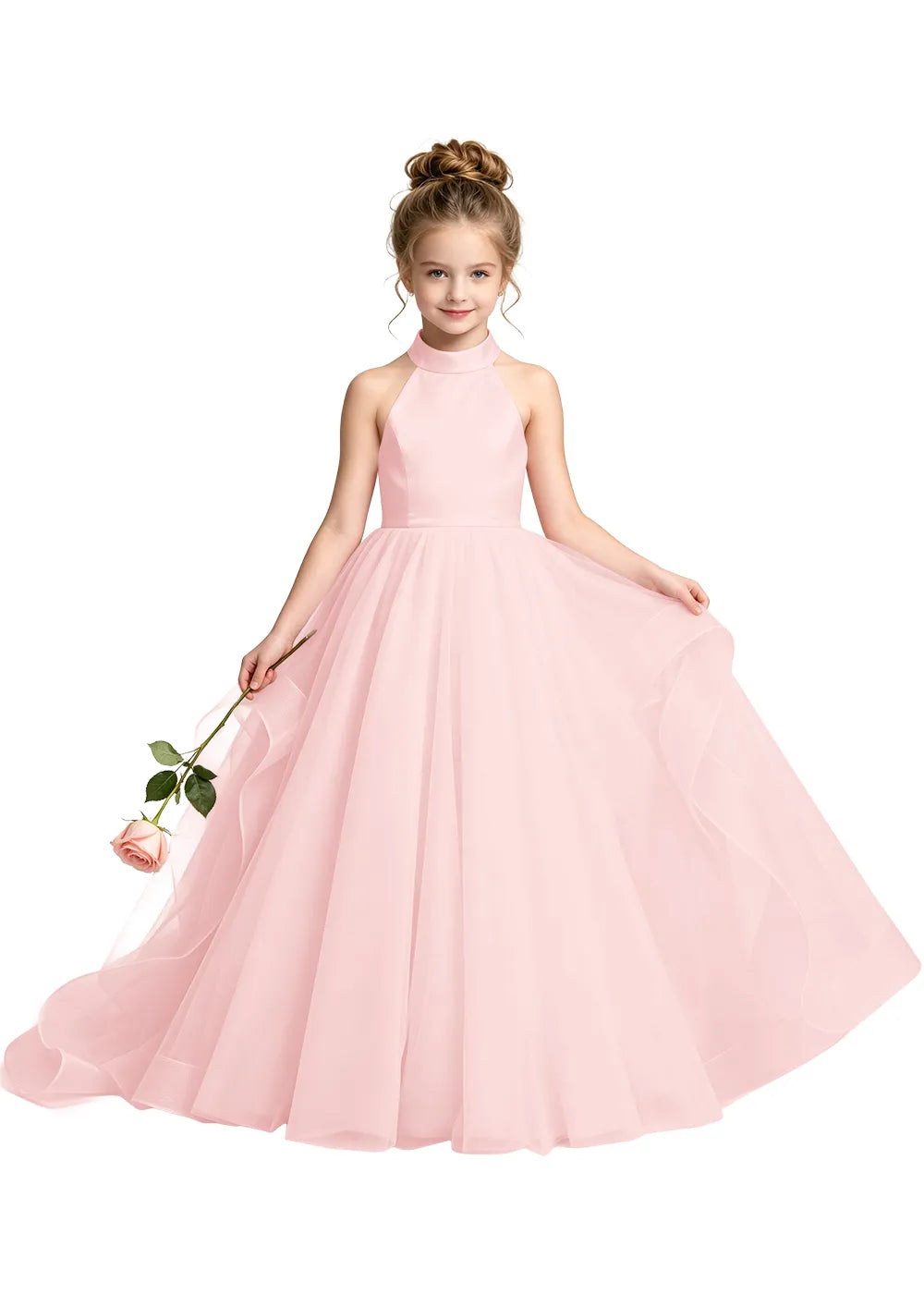 Satin Bodice Tulle Junior Bridesmaid Dress