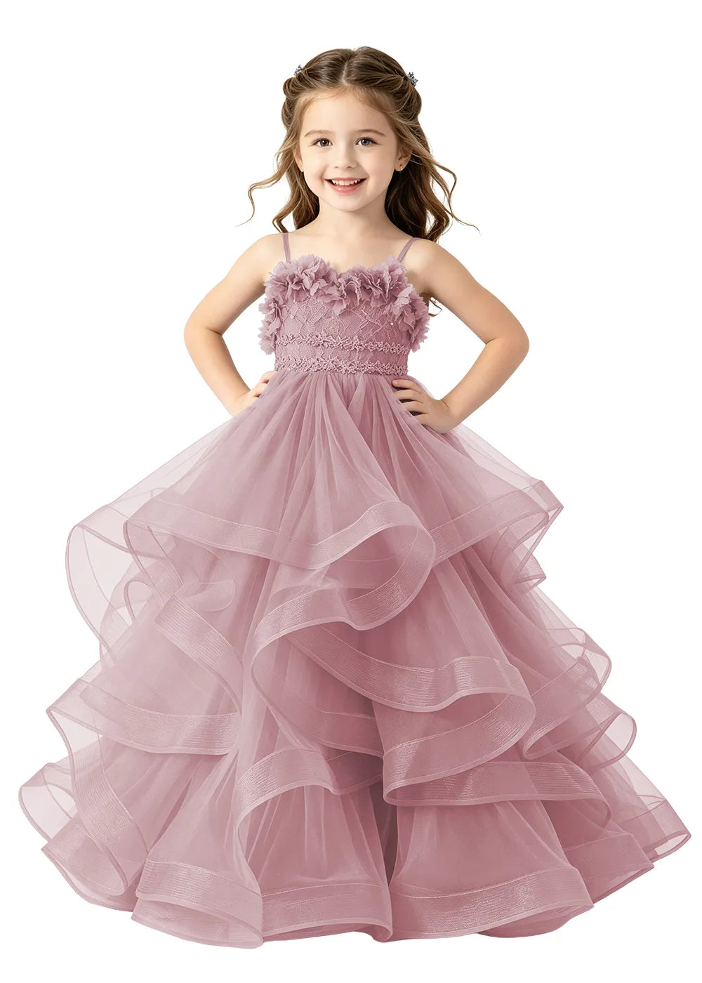 Lace-Up Back Girls Pageant Dress