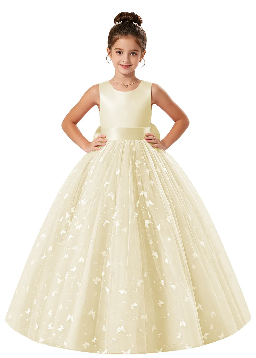 Satin Bodice Butterfly Tulle Dress