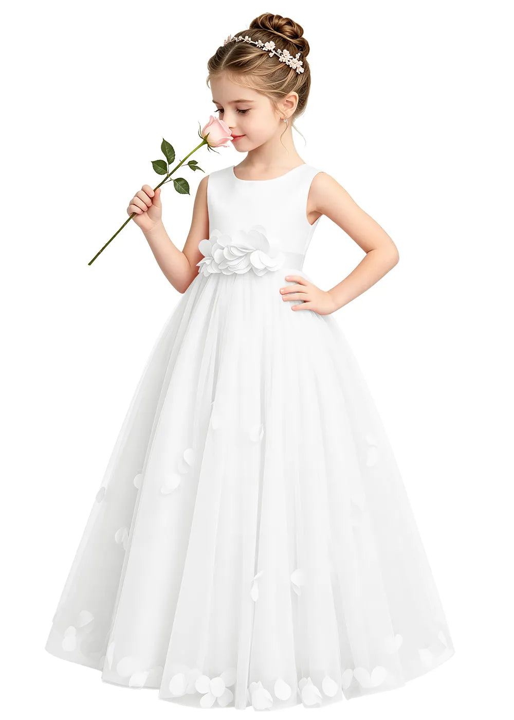 Soft Tulle Petal Girls Formal Dress