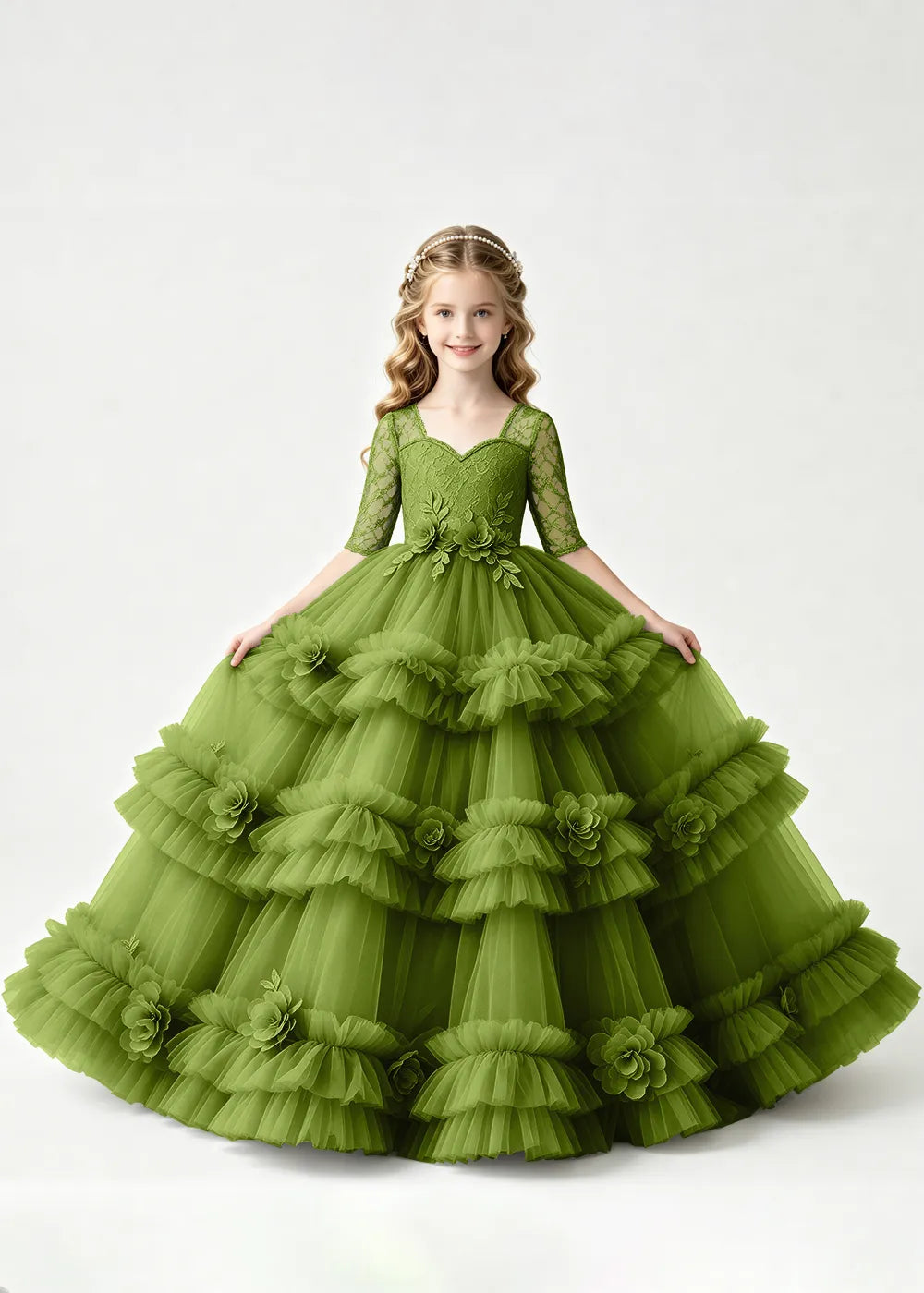 Luxury Tiered Tulle Occasion Dress for Girls