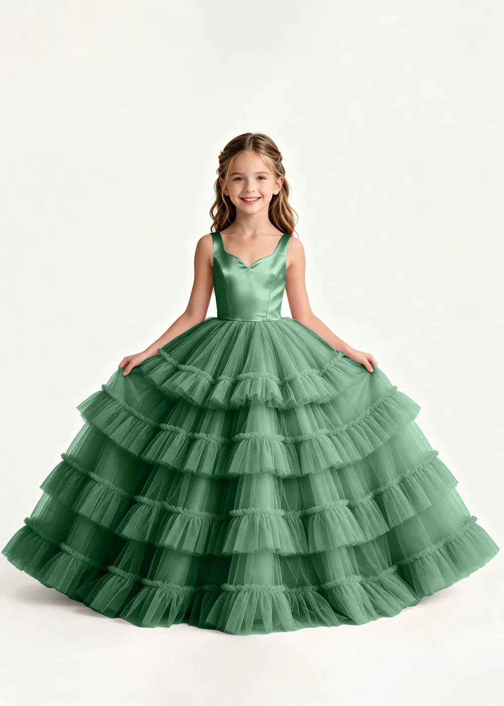 Elegant Princess Tulle Dress with Satin Bodice for Girls