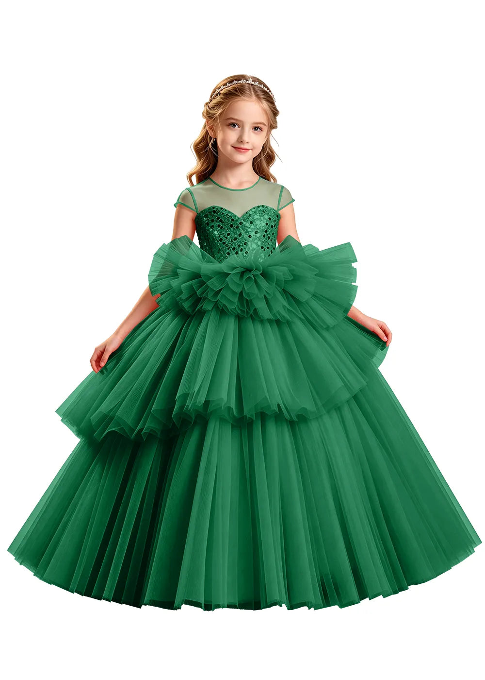 Vestido de princesa sin mangas de encaje