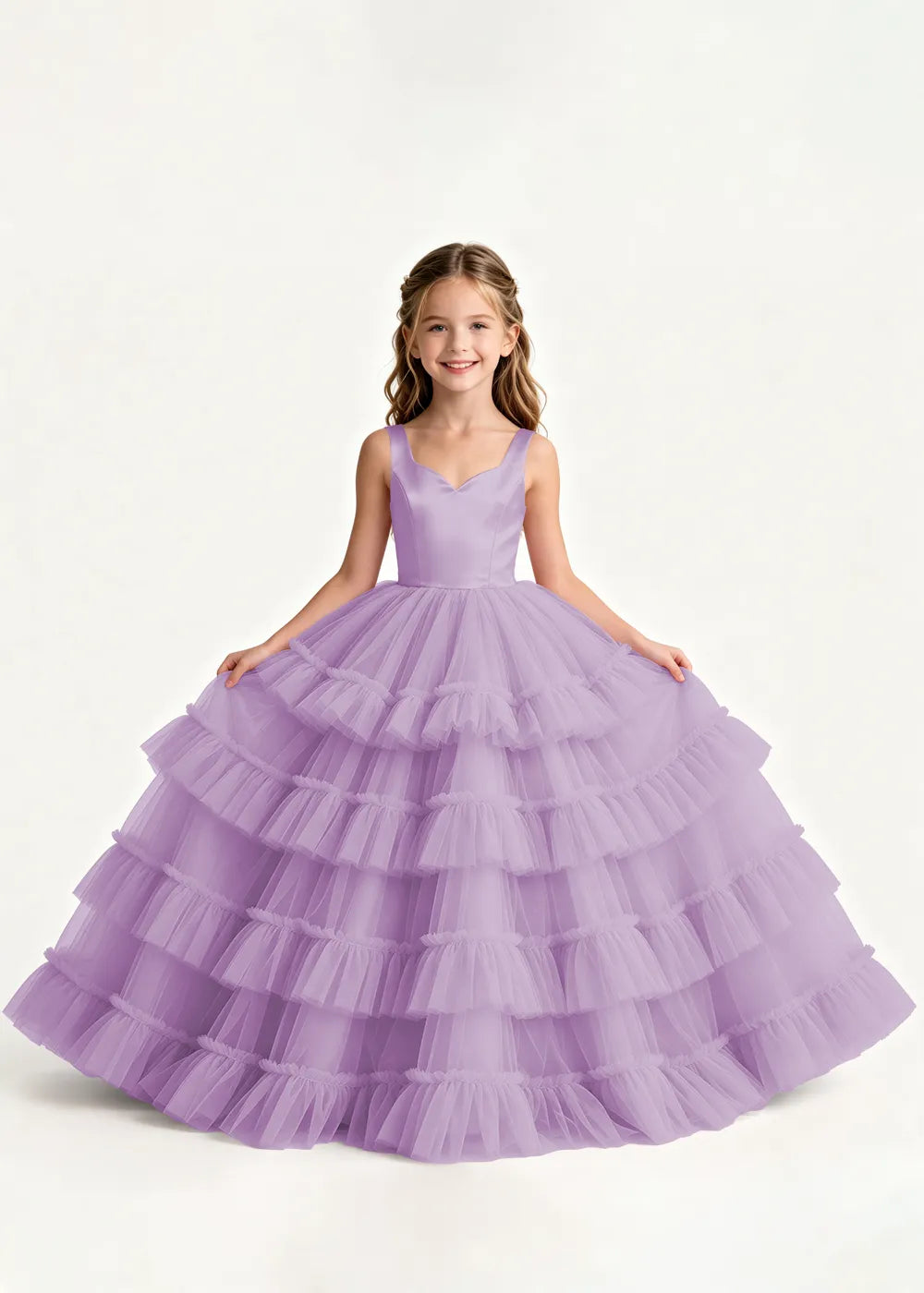 Elegant Princess Tulle Dress with Satin Bodice for Girls